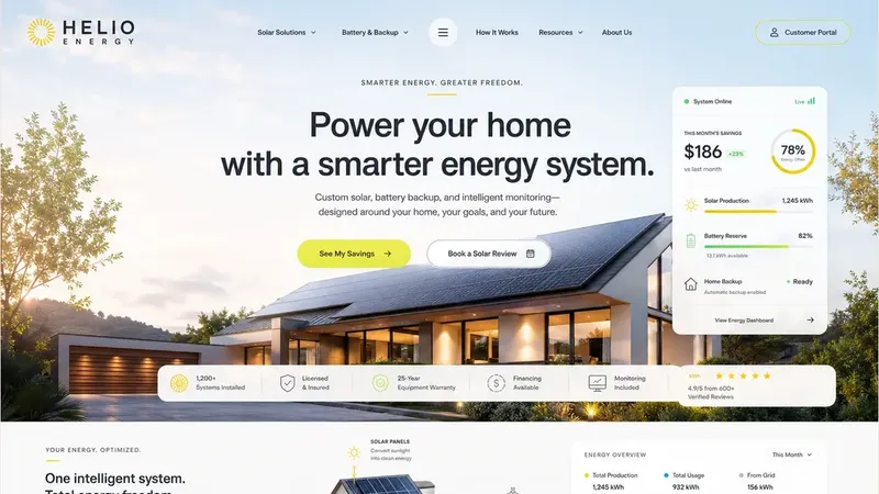 Helio Energy solar website design concept