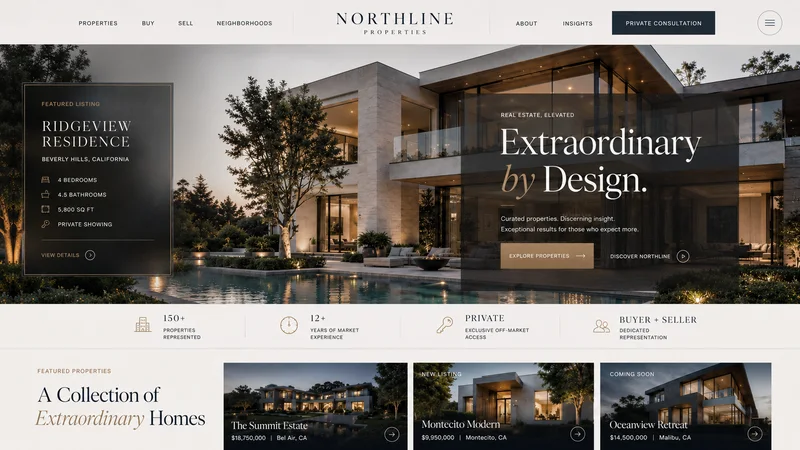 Northline Properties real estate website design concept
