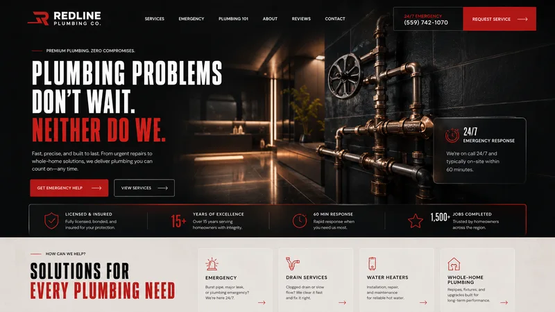 Redline Plumbing Co. website design concept