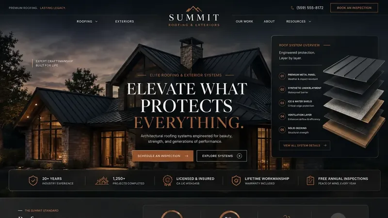 Summit Roofing Co. website design concept